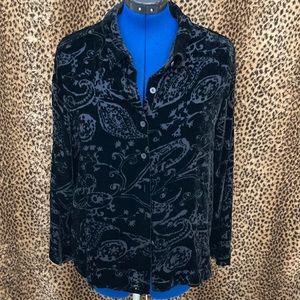 FINAL MARKDOWN-French Laundry black velvet blouse, XL